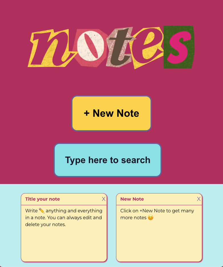 Screenshot of Fresh Sticky Notes web app
